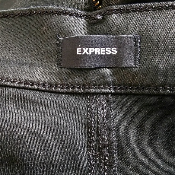 NEW! Express Brand New High Waisted Black Coated Jeans Size 16R - Picture 7 of 16